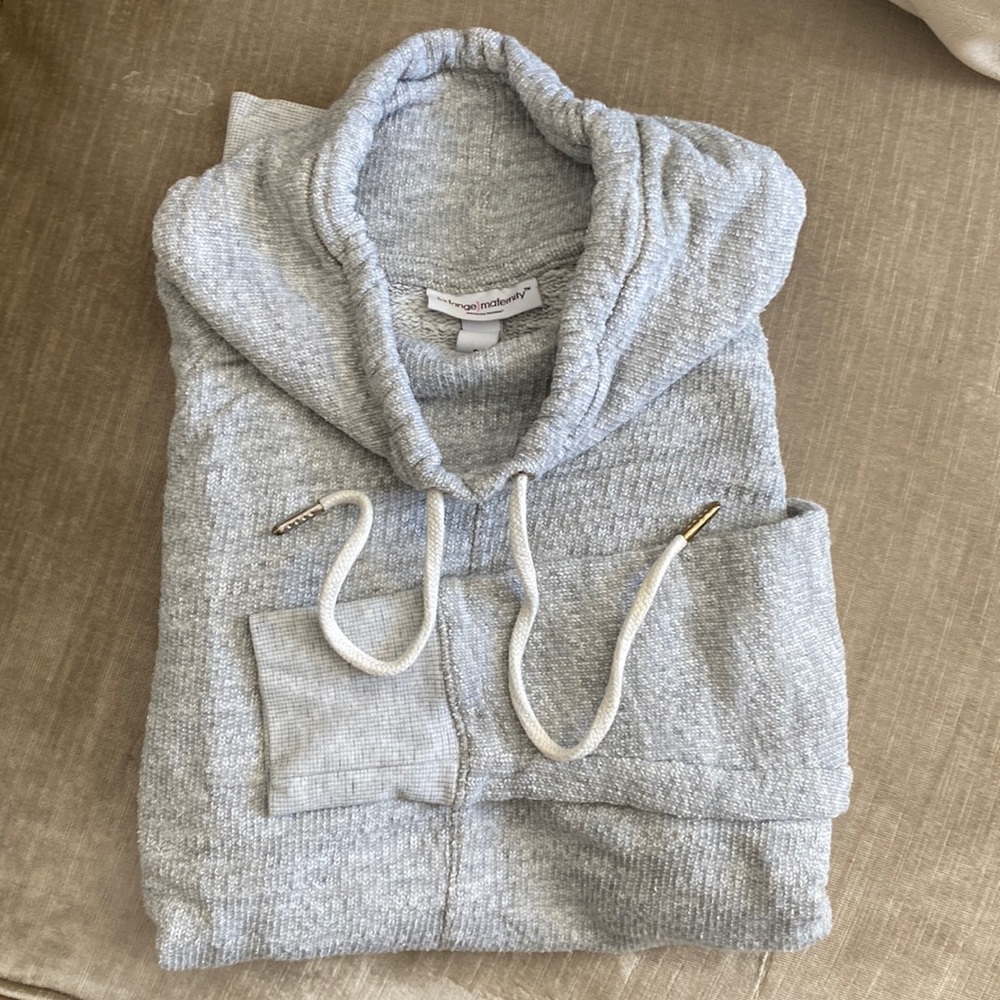 Liz Lange Maternity Sweatshirt with Cowl Collar, Cozy and Gray - Size Small